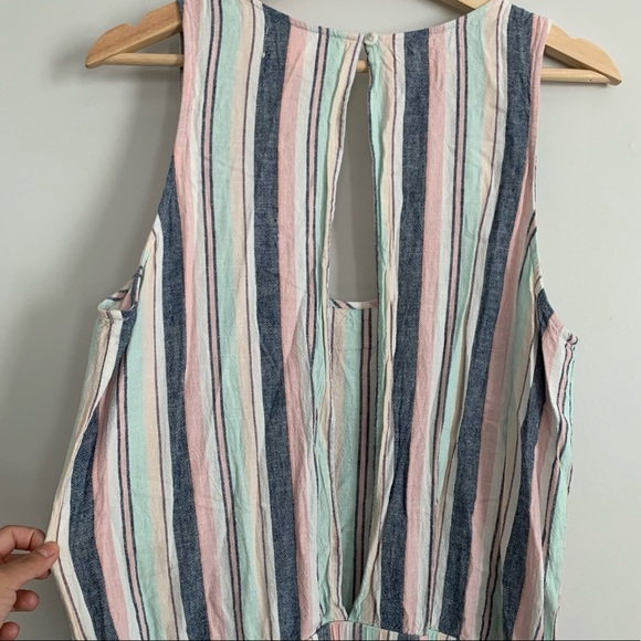 Cloth & Stone by Anthropologie Cropped Multicolor Striped Jumpsuit Size L - Picture 6 of 11